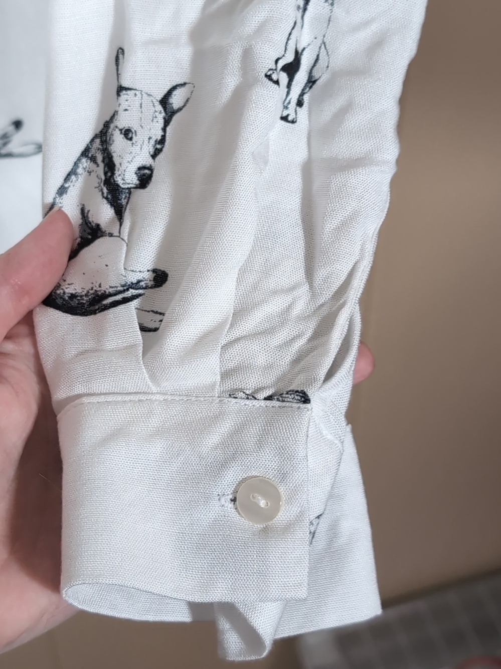 Jane + Delancey Dogs Shirt Blouse Size 2X Button Down Hi Low White Black - Picture 6 of 9